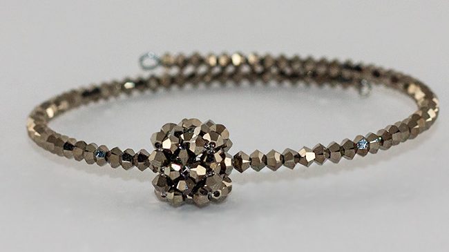 Bangle Swarovski Cube Metallic Light Gold