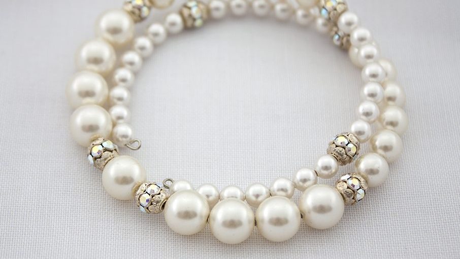 Bangle Swarovski Graduated White Pearls Bridal