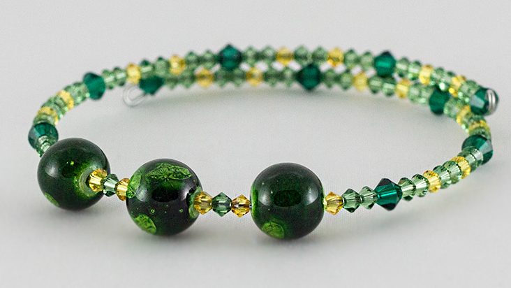 Bangle Swarovski Emerald & Margele Pictate