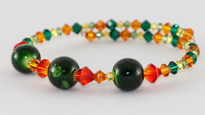 Bangle Swarovski Fireopal & Margele Pictate