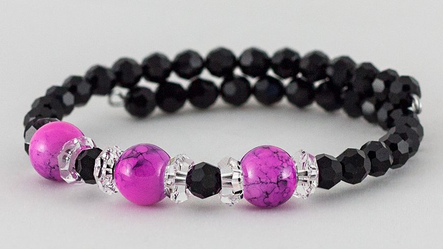 Bangle Swarovski Jet & Margele Pictate