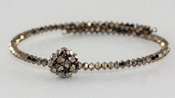 Bangle Swarovski Sphere Metallic Light Gold