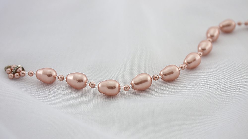 Bratara Swarovski Baroque Peach Pearl
