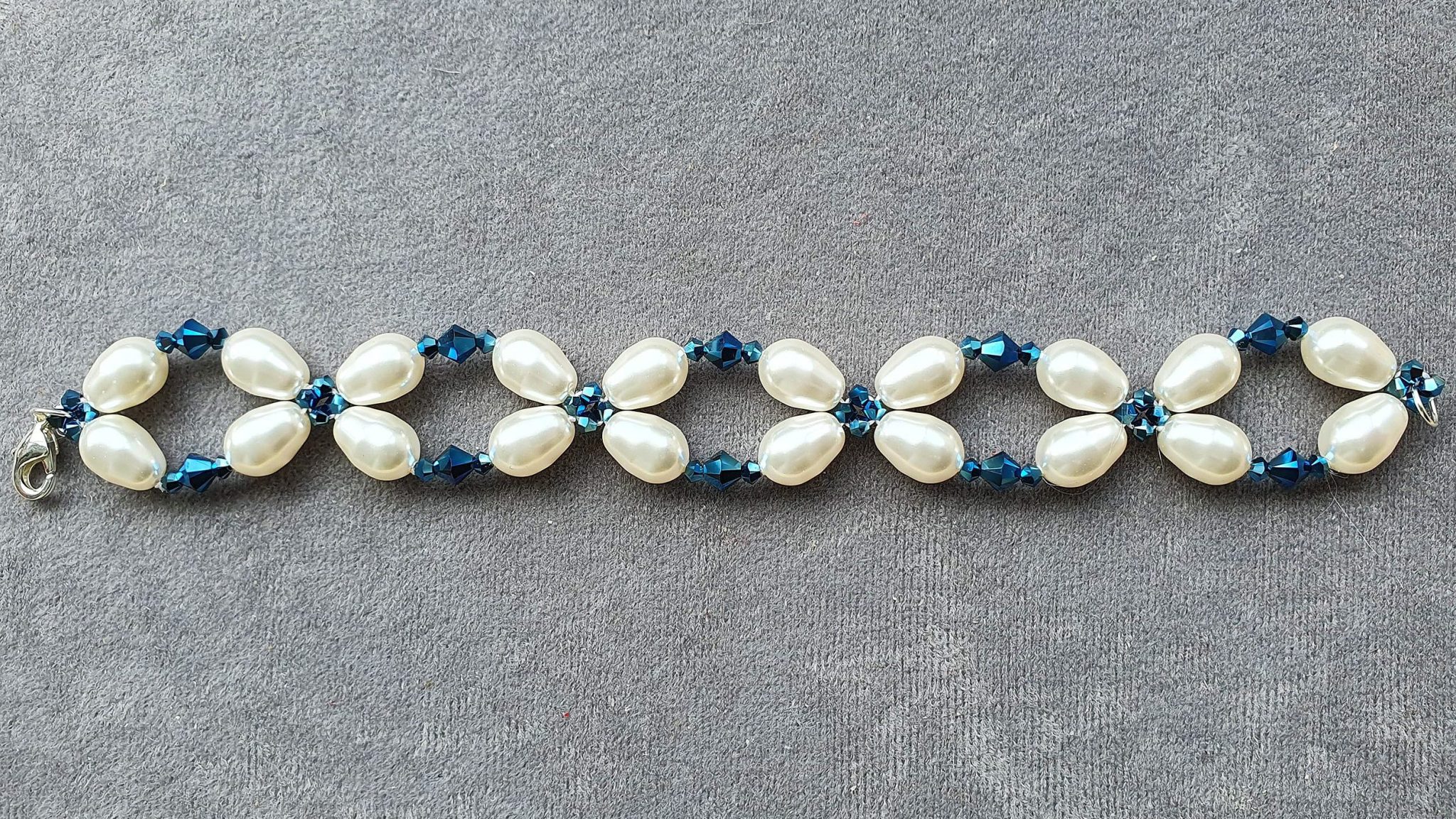 Bratara Swarovski Baroque Pearl & Metallic Blue