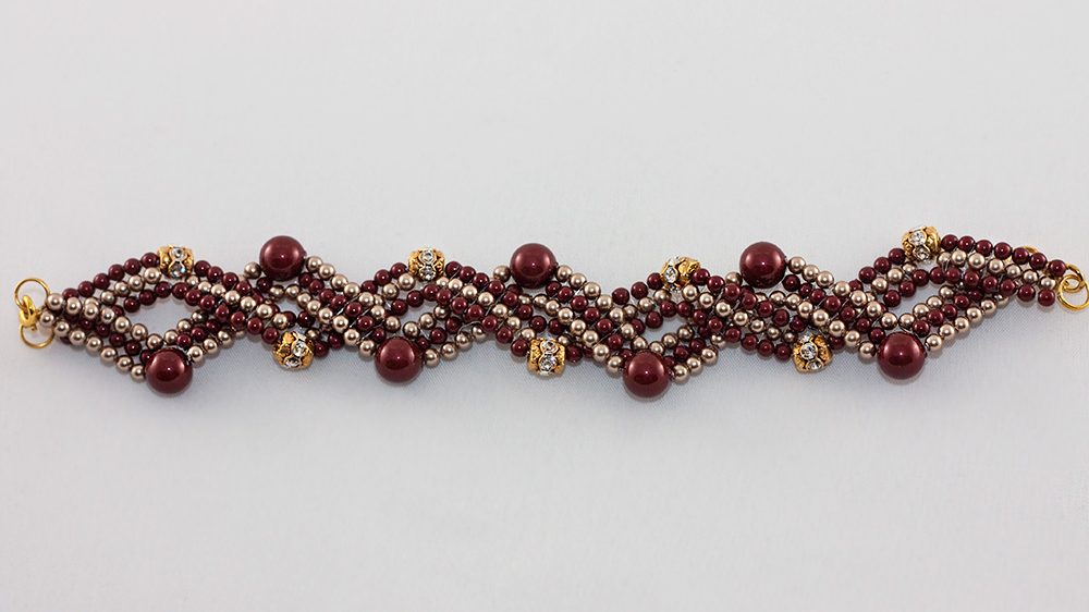 Bratara Swarovski Chevron Versatile – Bordeaux & Bronze Pearl