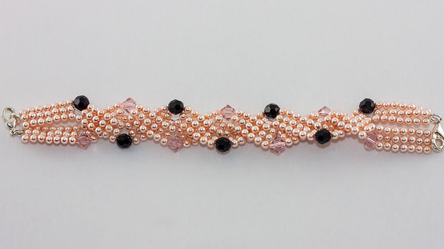 Bratara Swarovski Chevron Versatile – Peach Pearl, Vintage Rose & Jet