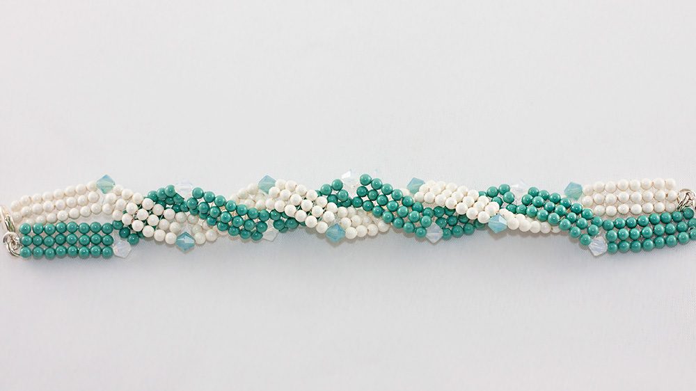 Bratara Swarovski Chevron Versatile – Turquoise Pearl & White Alabaster