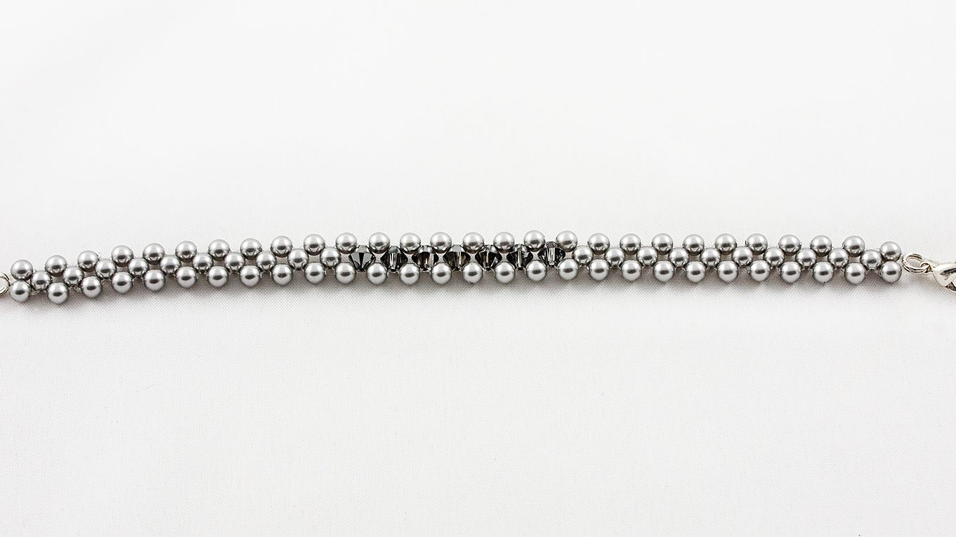 Bratara Grey Crystal Pearl & Silver Night
