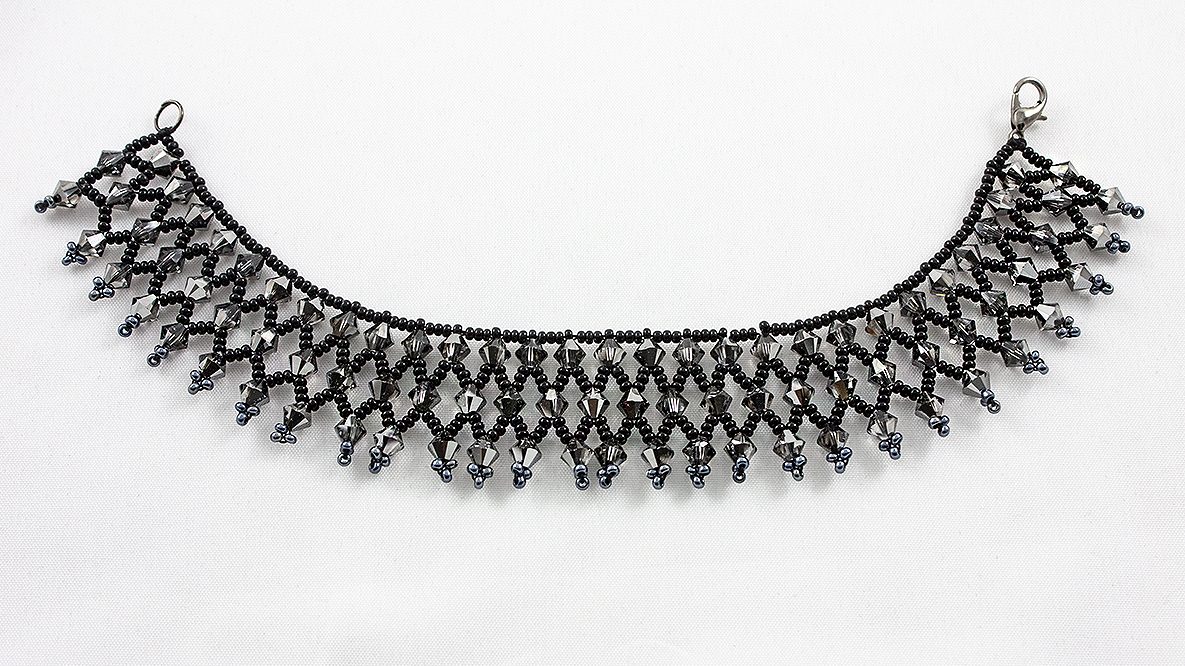 Bratara Statement Lace Swarovski Silver Night