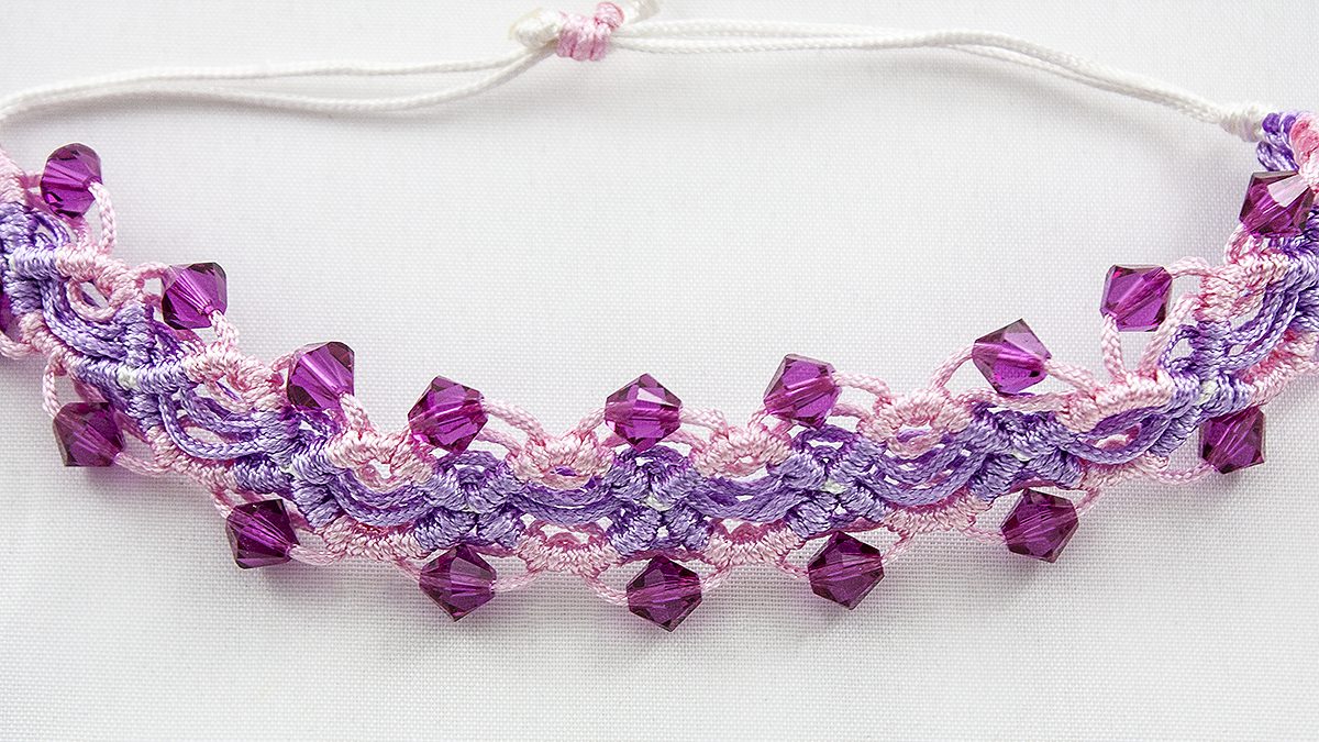 Bratara Swarovski Lace & Sparkle Fuchsia Pink