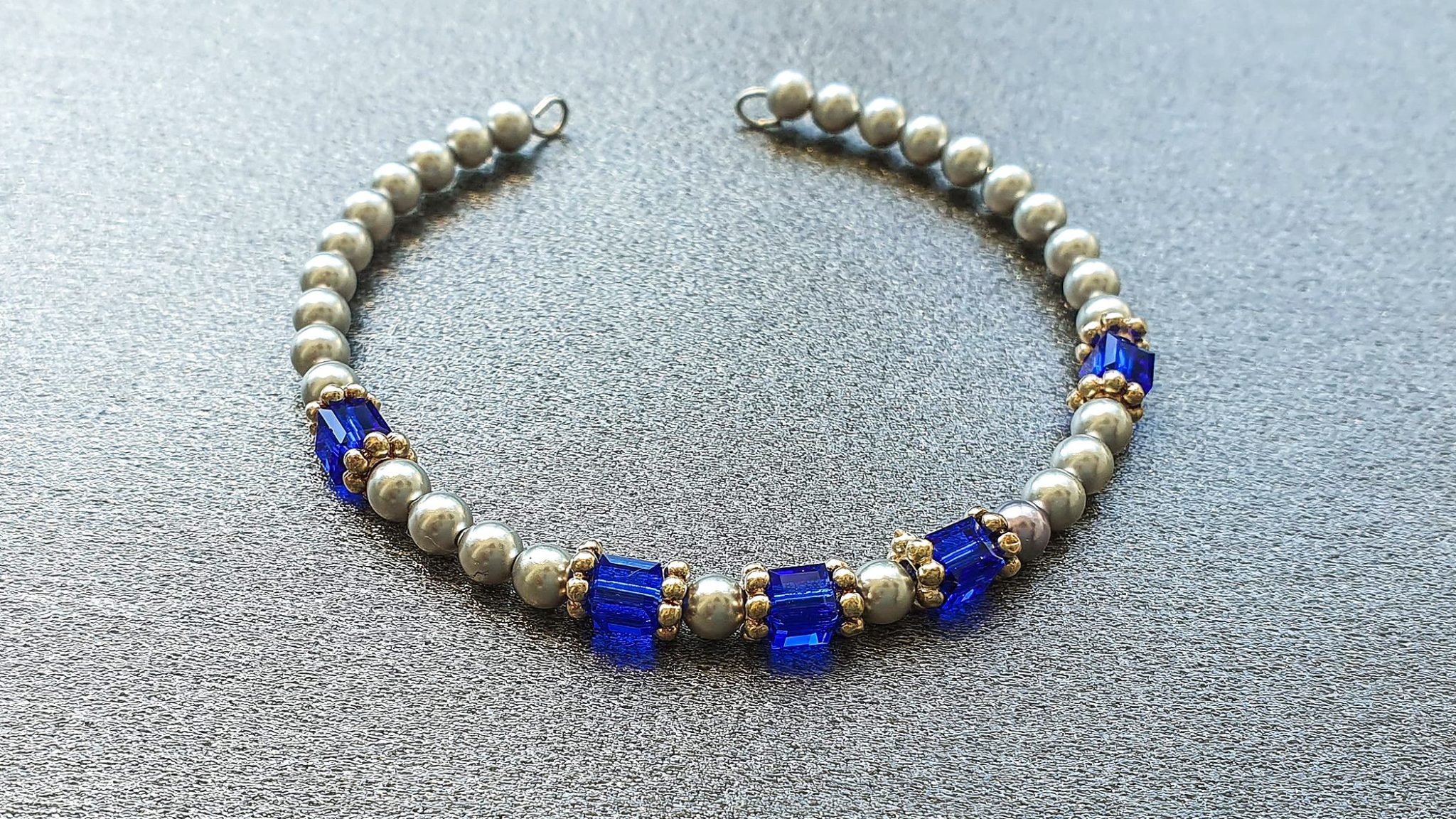 Bratara Swarovski Majestic Blue & Platinum Pearl