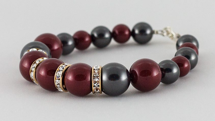 Bratara Perle Swarovski Black & Bordeaux Pearl