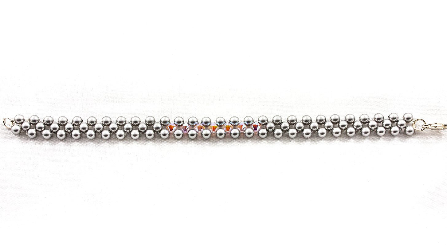 Bratara Grey Crystal Pearl & Light Rose AB
