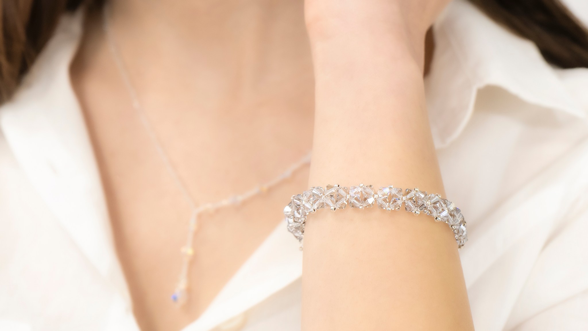 Bratara Statement Swarovski Silver Shade Bridal