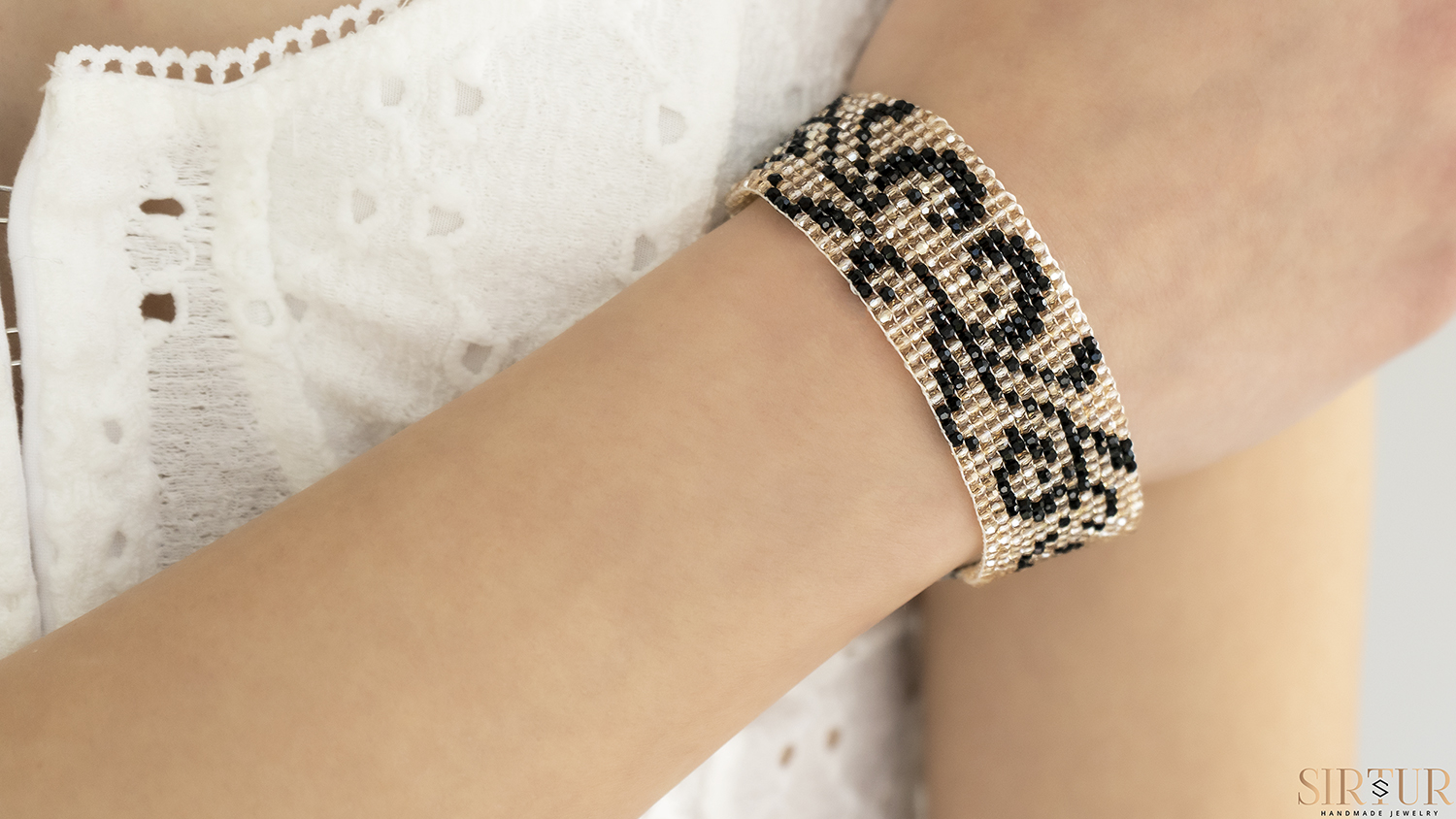 Brățară Motiv Floral Țesută cu Swarovski