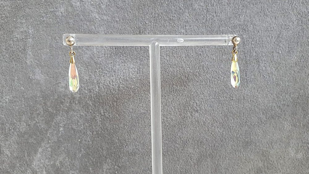 Cercei Swarovski Raindrop Aurore Boreale Gold