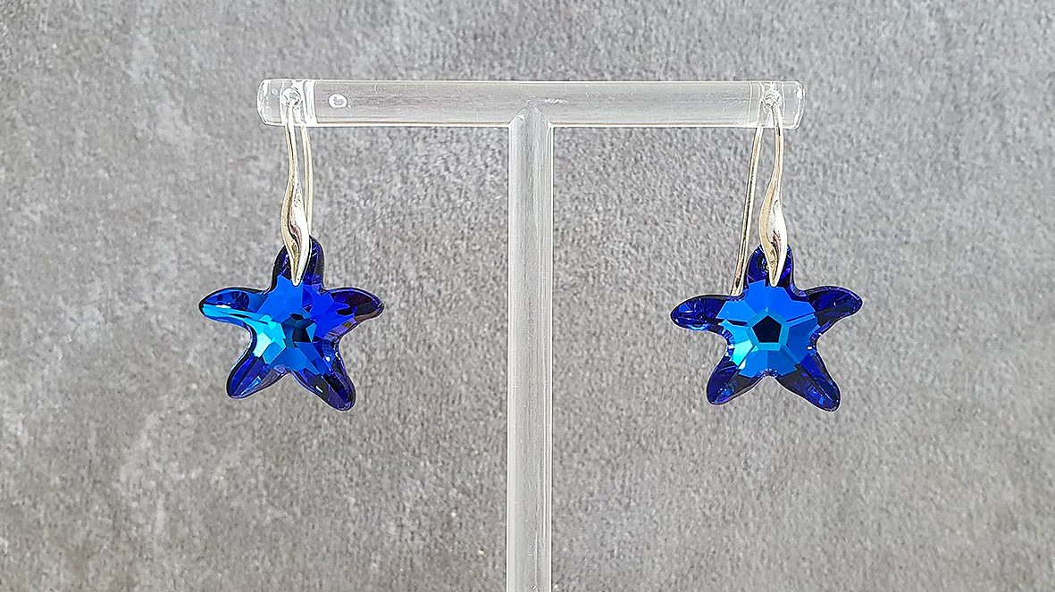 Cercei Drop Swarovski Starfish Bermuda Blue Large