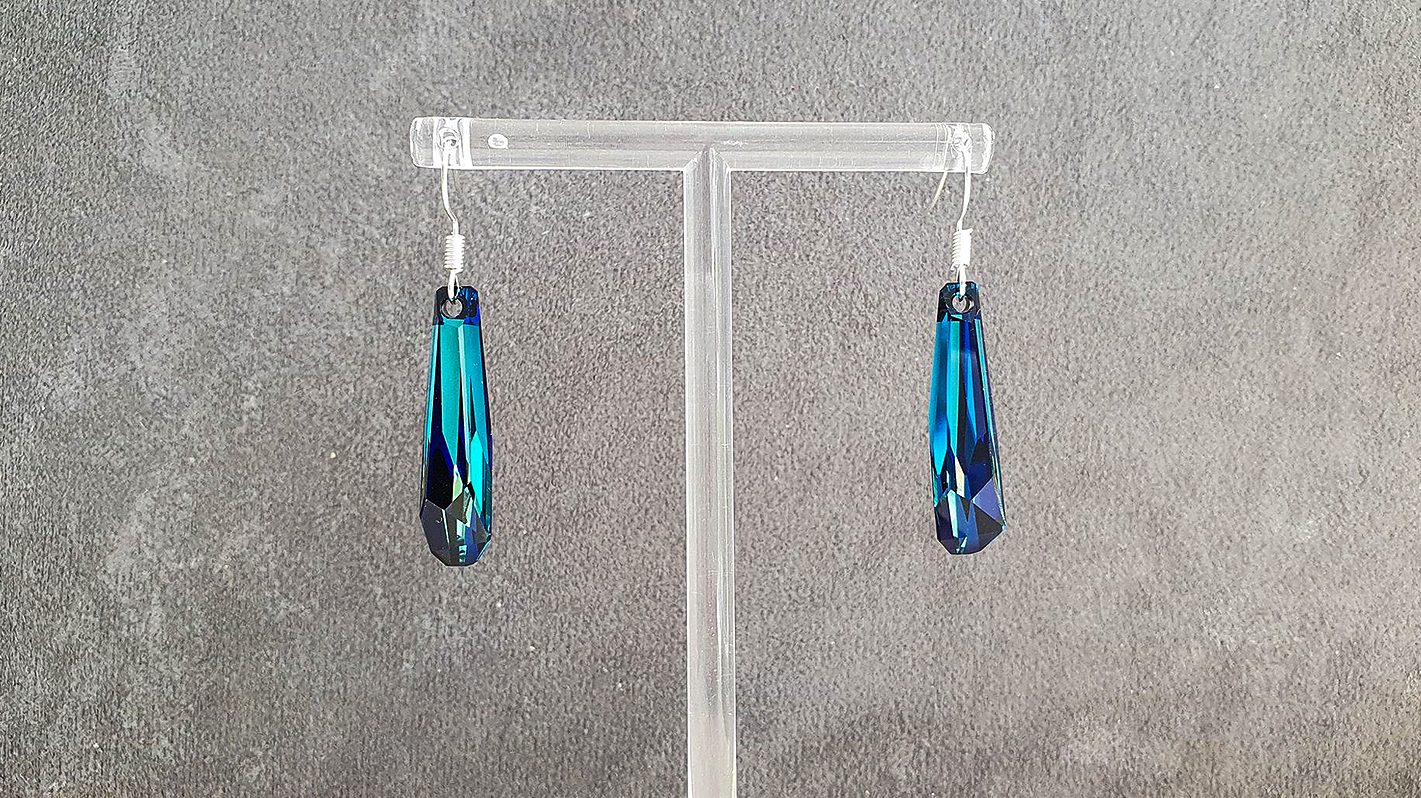 Cercei Lungi Swarovski Crystalactite Bermuda Blue