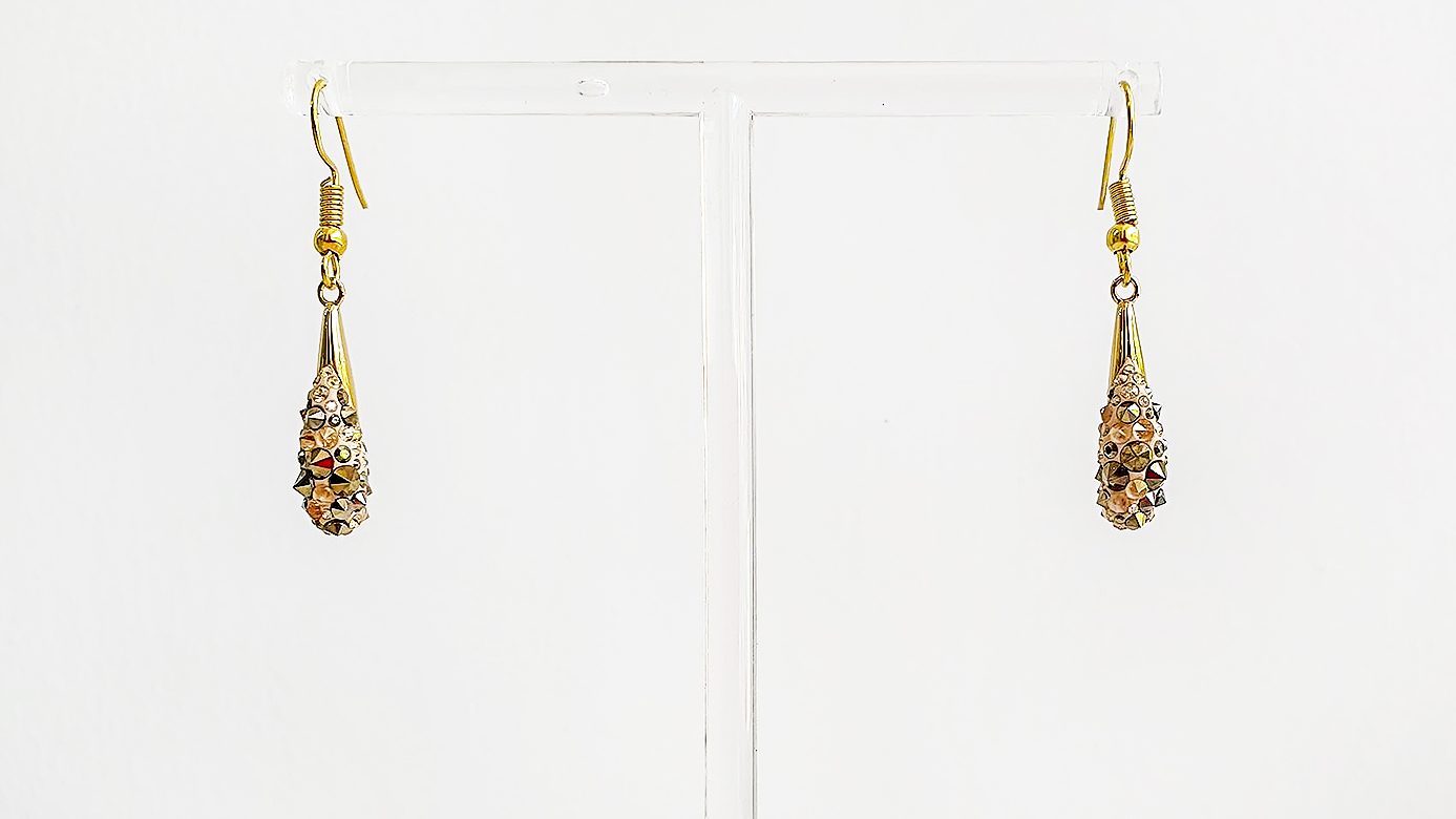 Cercei Lungi Swarovski Pave Gold