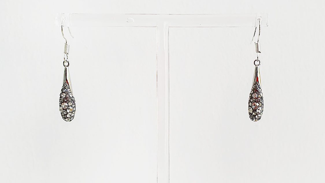 Cercei Lungi Swarovski Pave Silver Shade