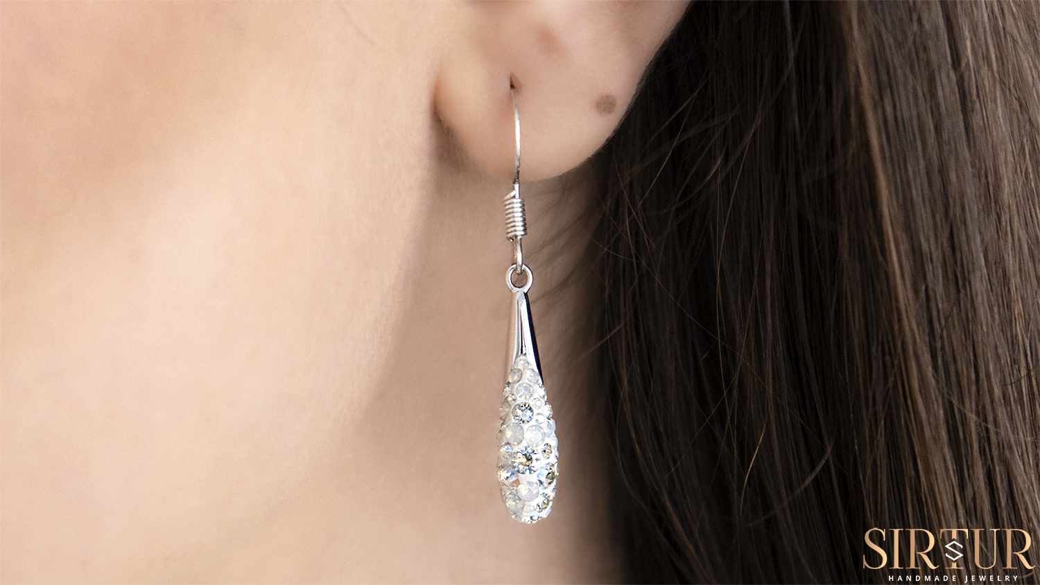 Cercei Lungi White Pave Crystals
