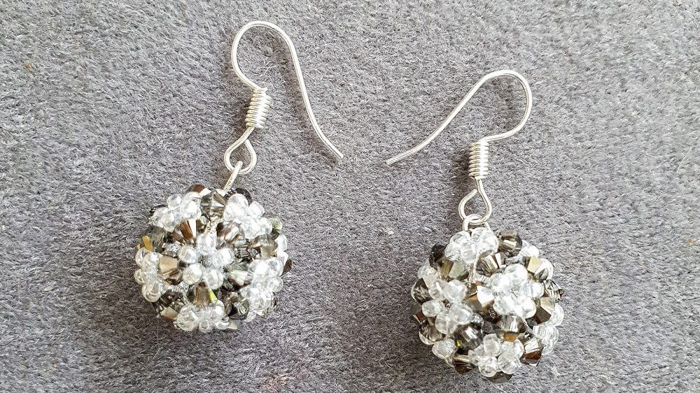 Cercei Sphere Swarovski Silver Night (S)