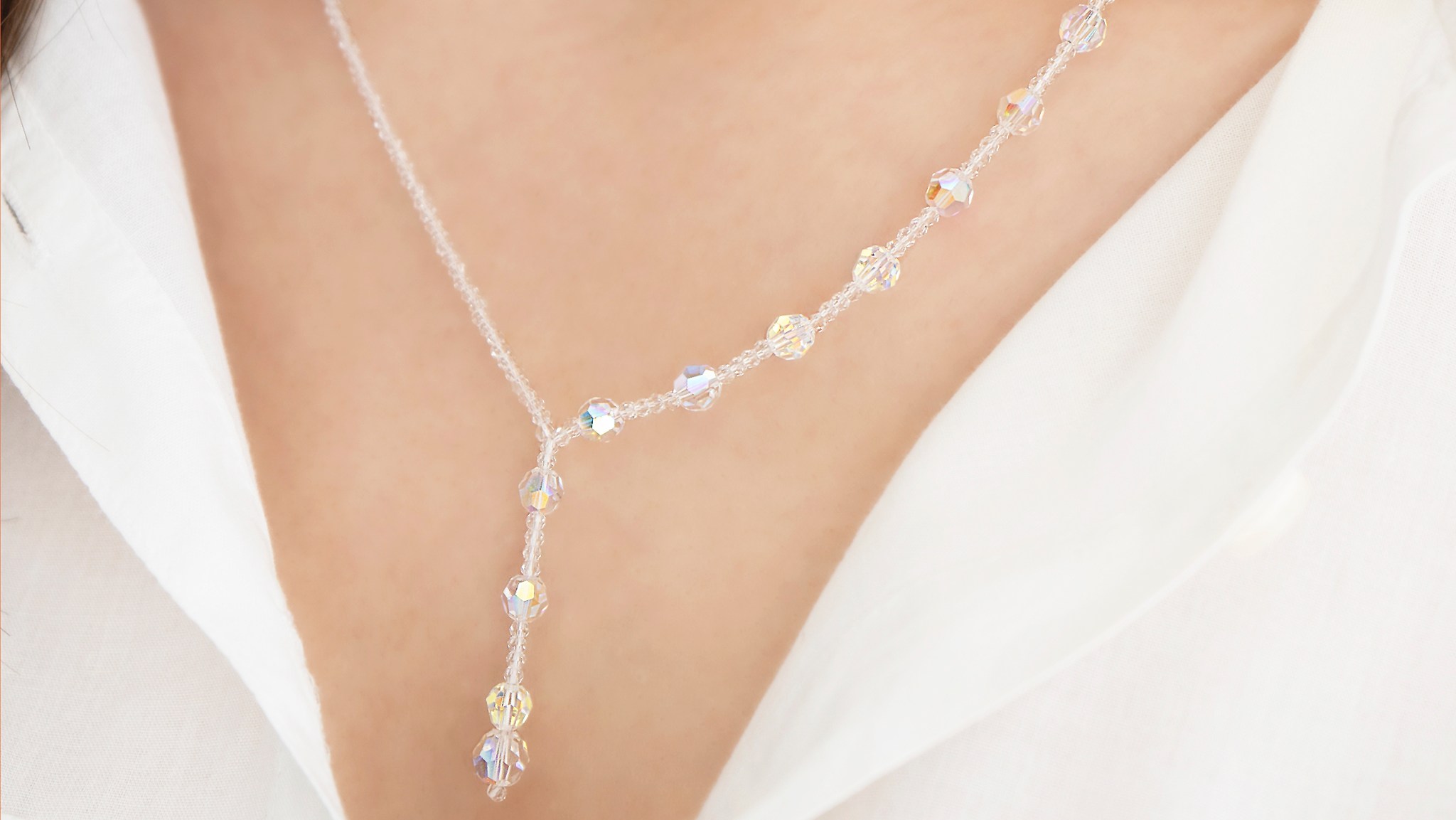 Colier Asimetric Swarovski Aurore Boreale Bridal