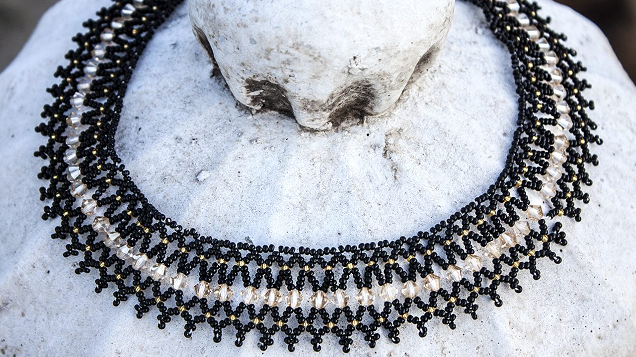 Colier Cusut Swarovski Golden Shadow Lace