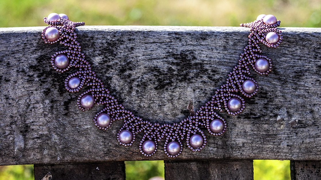 Colier Cusut Swarovski Powder Rose Pearl