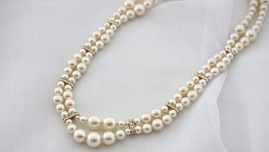 Colier Graduated Swarovski Cream Pearl Bridal