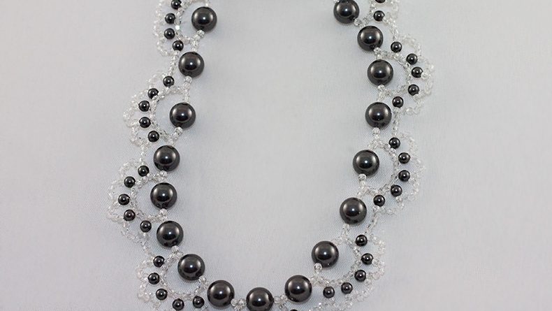 Colier Lace Swarovski Grey Pearl