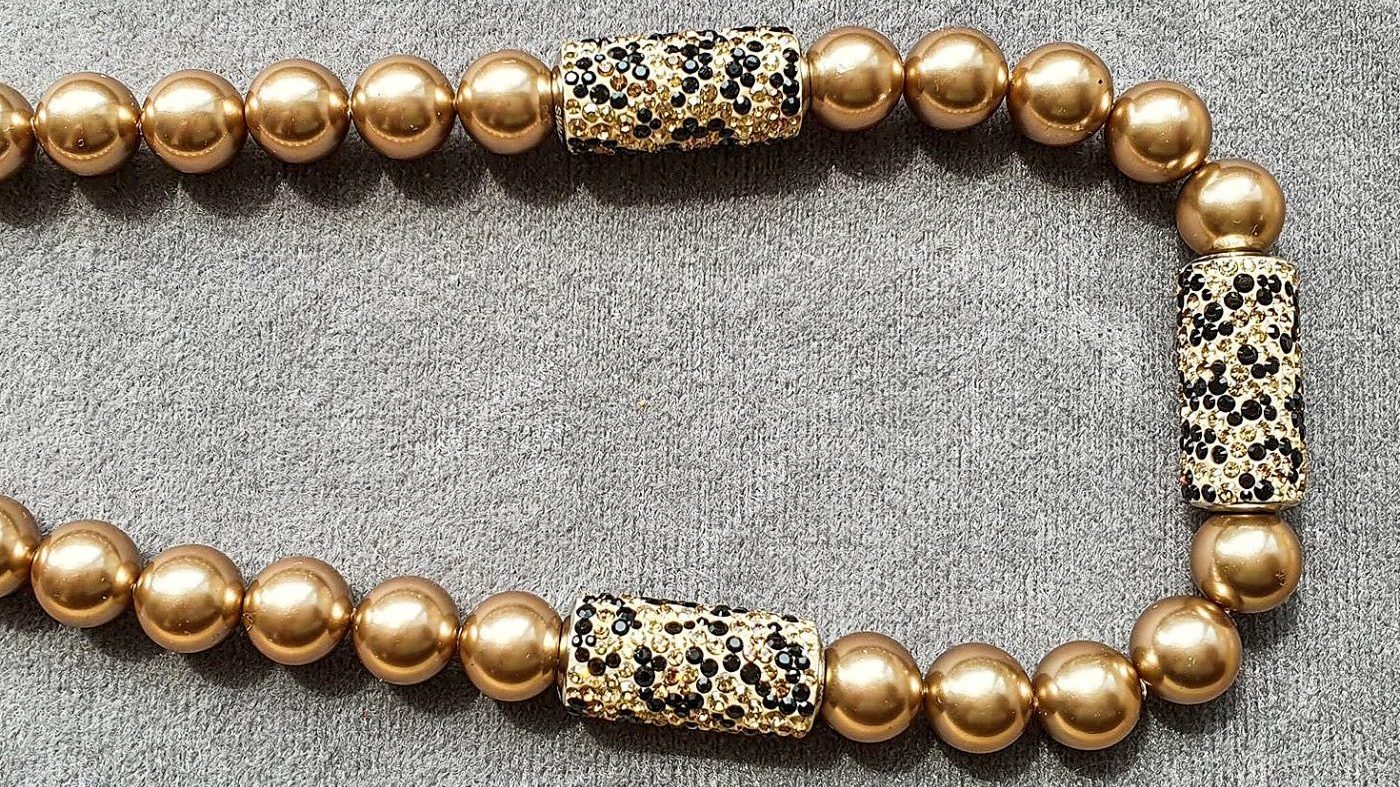Colier Perle Swarovski Animal Print Gold