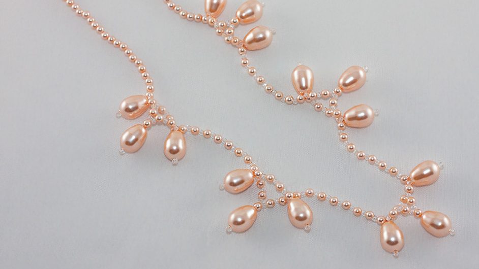 Colier Perle Swarovski Baroque Peach