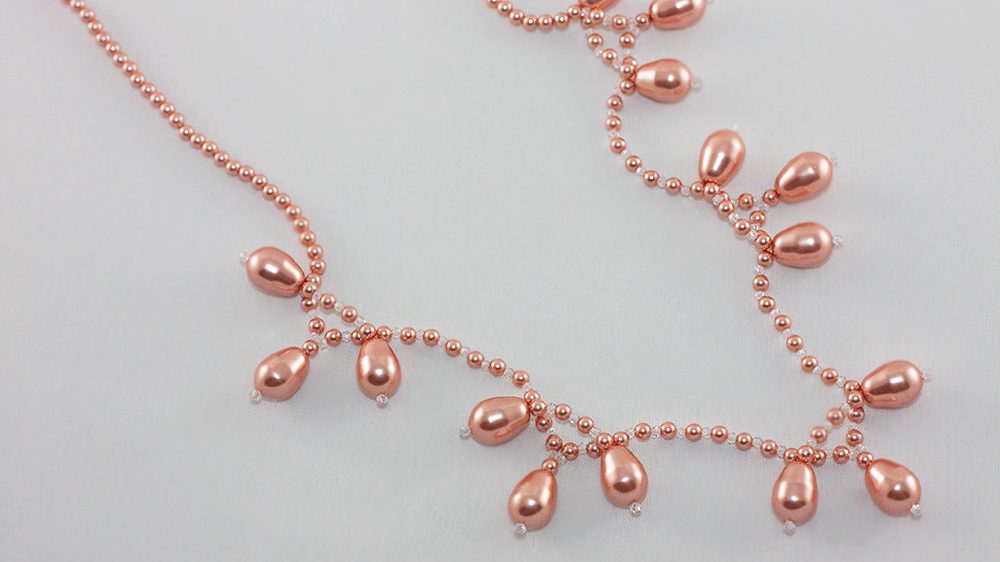 Colier Perle Swarovski Baroque Rose Peach