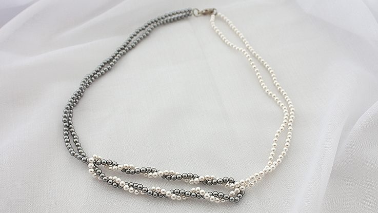 Colier Perle Swarovski Bicolor Interlaced