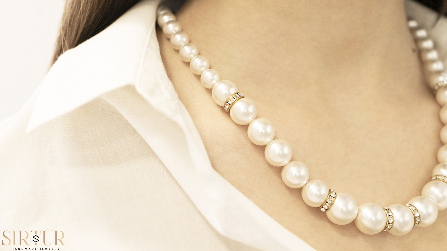 Colier Perle Crystal White Pearl Mireasa | Bridal Necklace