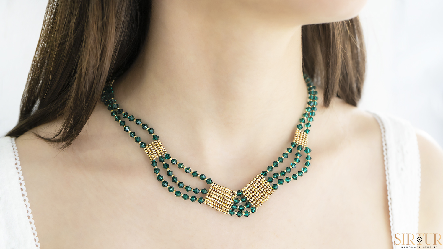 Colier Statement Swarovski Emerald