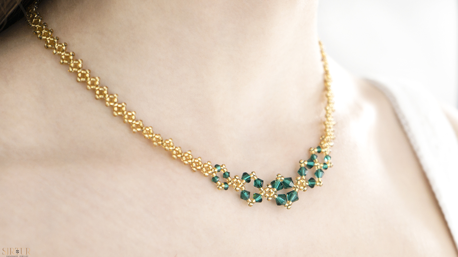 Colier Statement Emerald & Gold