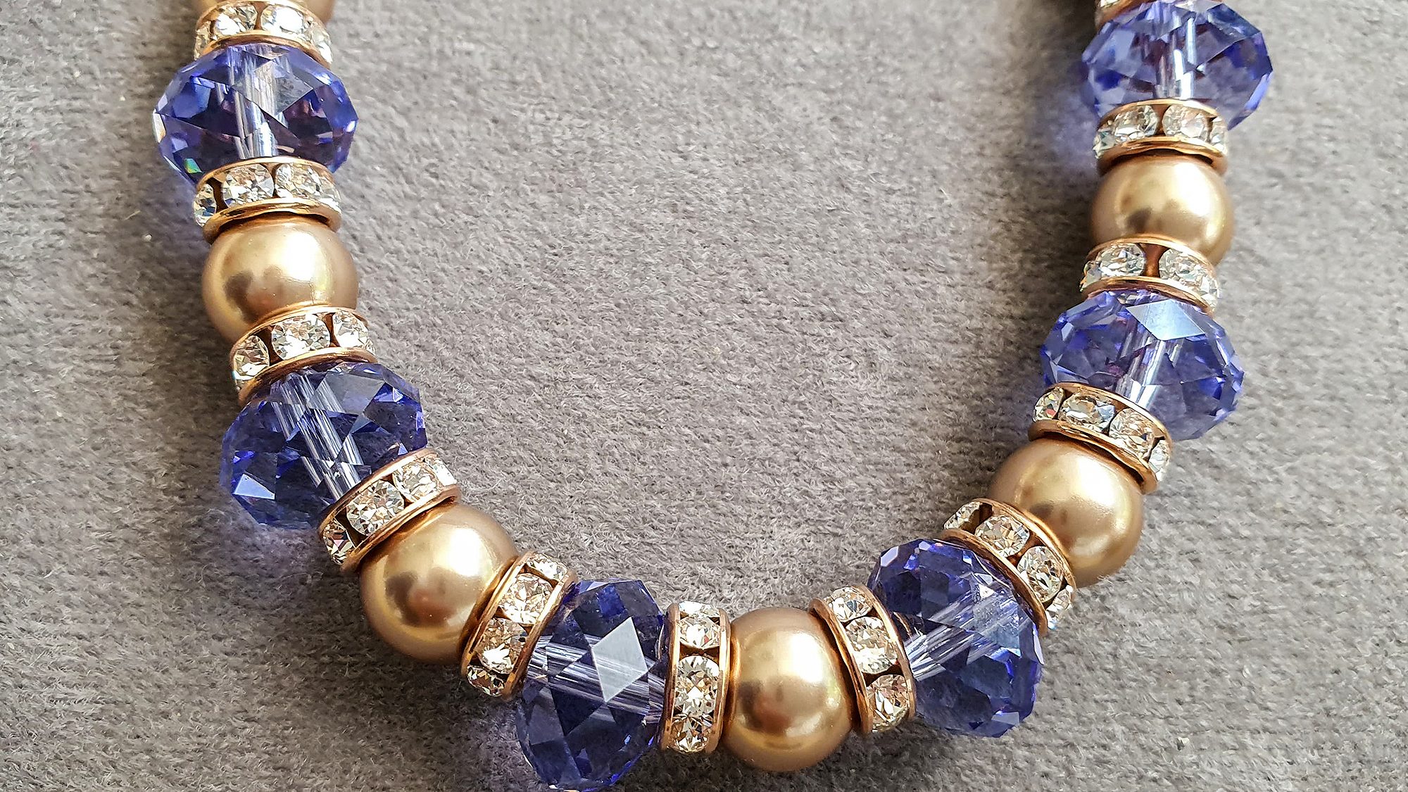 Colier Swarovski Tanzanite & Bronze Pearl