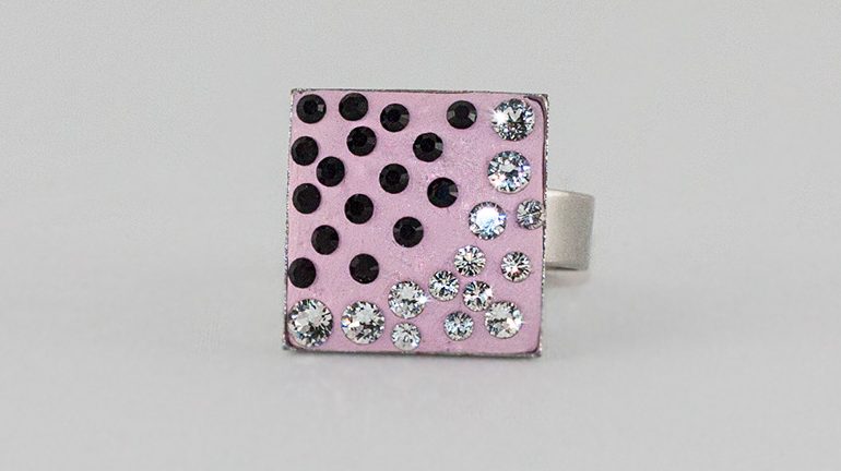 Inel Ceralun Pink Square Abstract Unicat