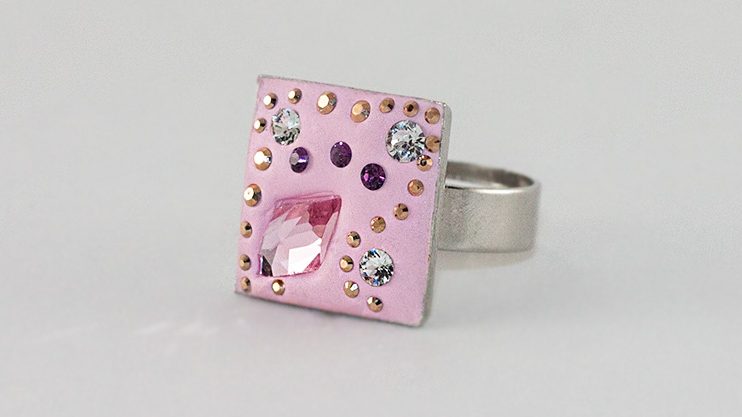 Inel Ceralun Pink Square Unicat