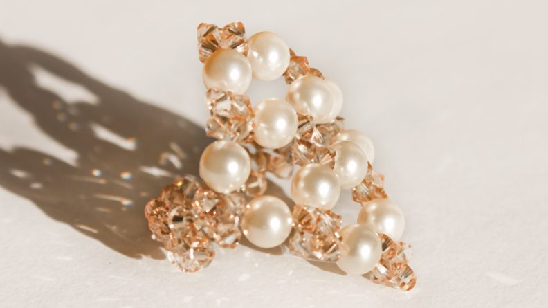 Inel Construit Golden Shadow & Cream Pearl (L)