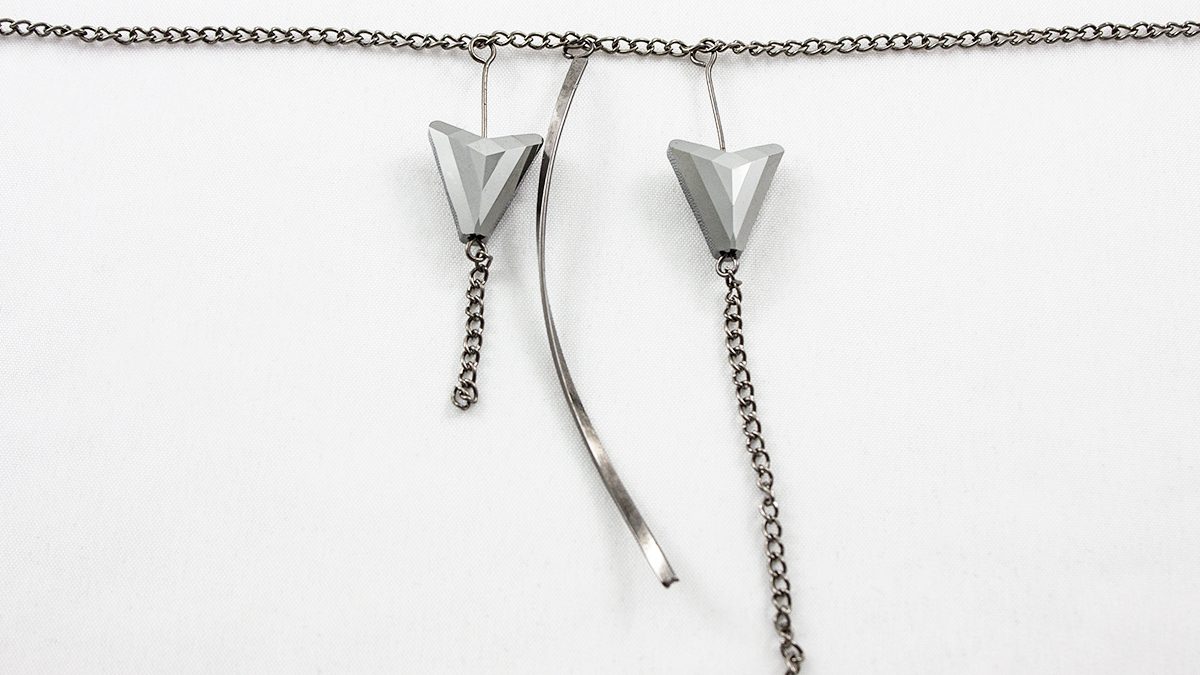 Pandantiv Compus Swarovski Arrow Silver Night 2X