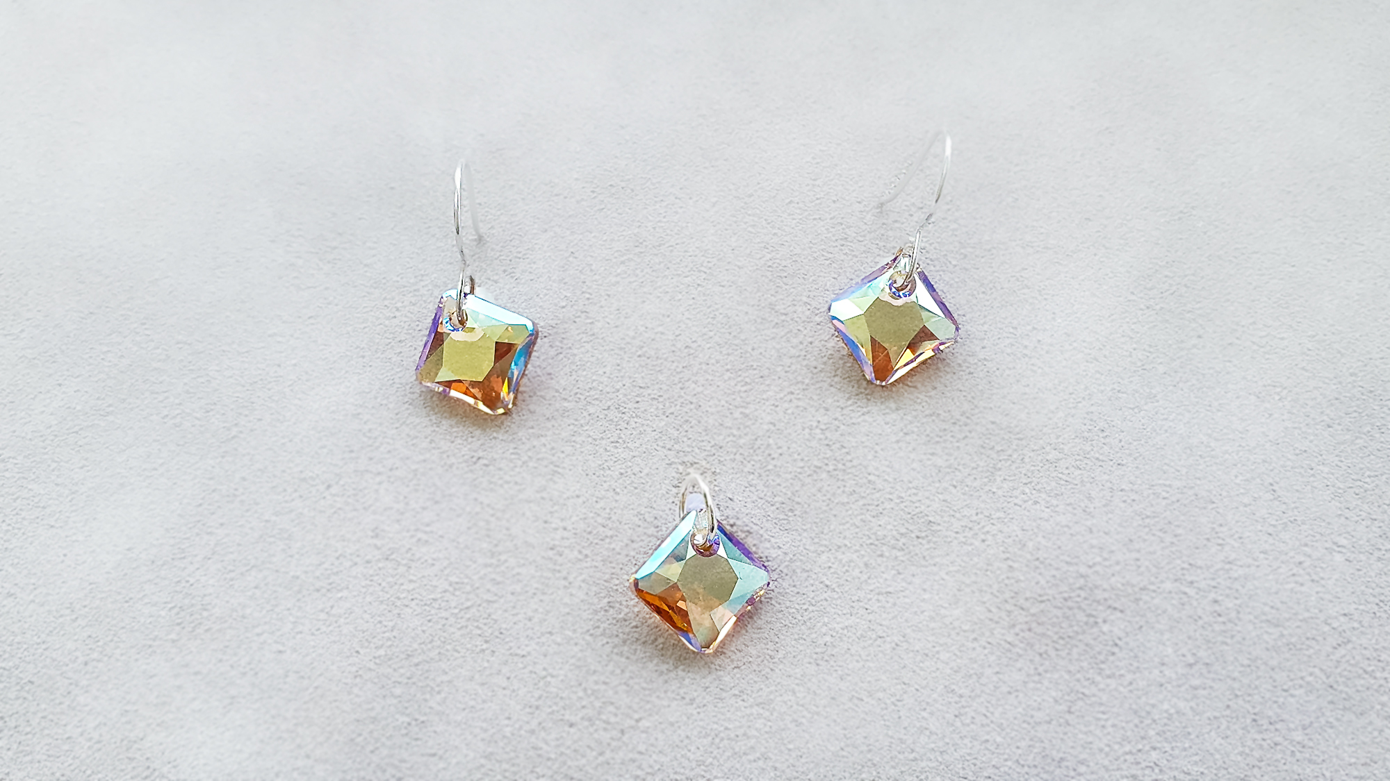 Set Cercei & Pandantiv Light Colorado Topaz Shimmer (CADOU Fir Invizibil din Silicon)