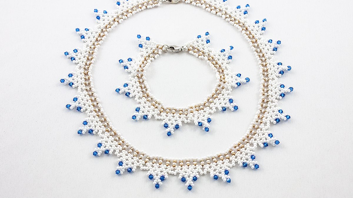 Set Colier & Bratara Swarovski Capri Blue & White