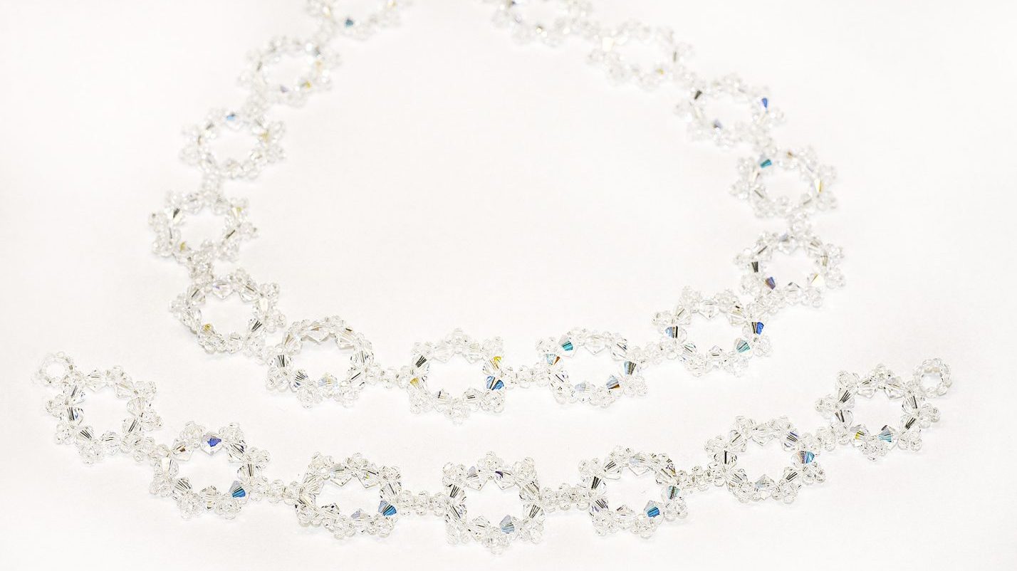 Set Colier si Bratara Swarovski Aurore Boreale Stars Bridal